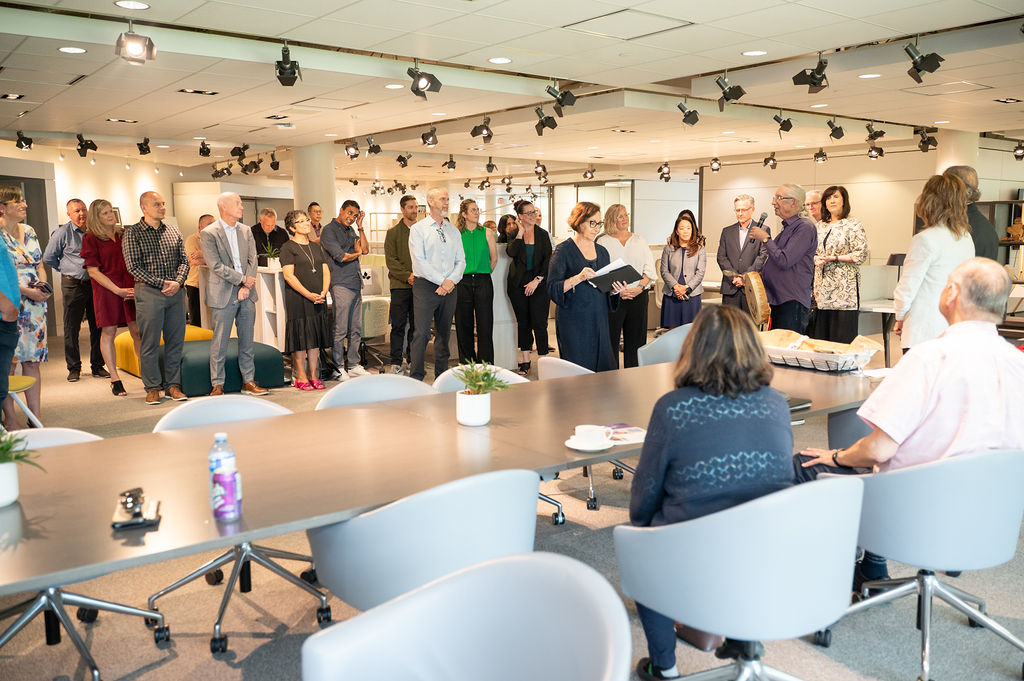 downiewenjack's tweet image. DWF Legacy Spaces Highlight 

✨ In June, Teknion celebrated the opening of their Legacy Space inside their international headquarters in Toronto, ON. 

💜⭐ Learn more: legacyspaces.ca

#DoSomething #LegacySpaces #Teknion #ReconciliACTION