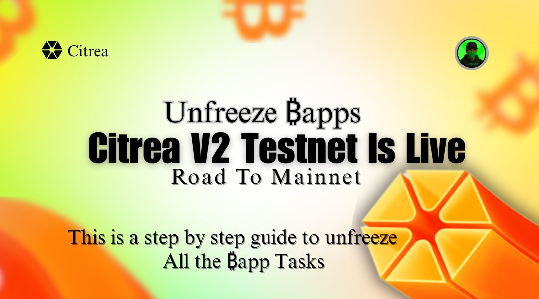 Citrea Testnet V2

As <a href="/citrea_xyz/">Citrea</a> announced that this would be the last activity that would lead to mainnet 

And i would be covering every step to complete the all the ₿app tasks, ranging from previous challenges on the tasks to new tasks 

Retweet and open this 🧵 👇