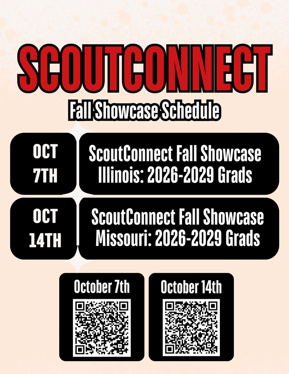 ScoutConnect is hosting ✌️events this fall. 

+ IL - October 7th, SportsBarn East 

+ MO - October 14th, SportsBarn West 

Full info, what you get, and more, found here.👇

Oct 7th: tinyurl.com/5n5ewn24
Oct 14th: tinyurl.com/47r7zhf2