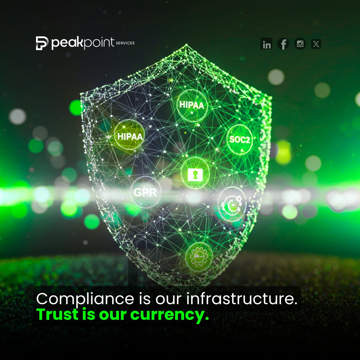 peakptservice's tweet photo. X Post:

Your data's security? Our top priority. 🔒 Peakpoint's infrastructure is #HIPAA, #GDPR &amp; #SOC2 aligned, ensuring secure &amp; professional service delivery. Trust built on compliance. #DataSecurity #ComplianceReady #Peakpoint

Learn more: https://t.co/YtkNtNSBwA https://t.co/EvHMc6ZwK7