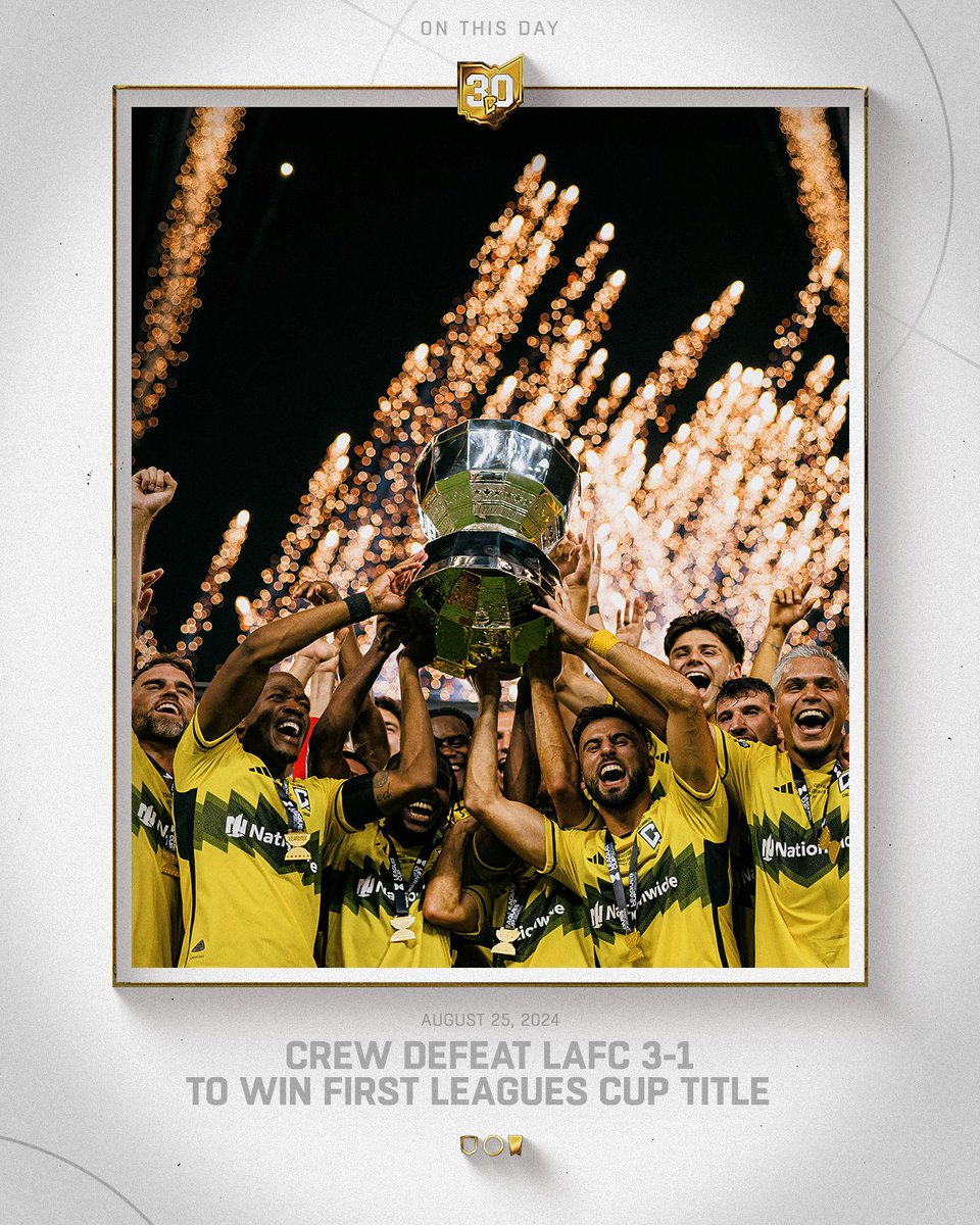 The Crew (@columbuscrew) on Twitter photo Our first <a href="/LeaguesCup/">Leagues Cup</a> title 🏆
On this day last year, the Black & Gold scored twice in stoppage time to defeat LAFC 3-1 in the 2024 Leagues Cup Final. Our first <a href="/LeaguesCup/">Leagues Cup</a> title 🏆
On this day last year, the Black & Gold scored twice in stoppage time to defeat LAFC 3-1 in the 2024 Leagues Cup Final.