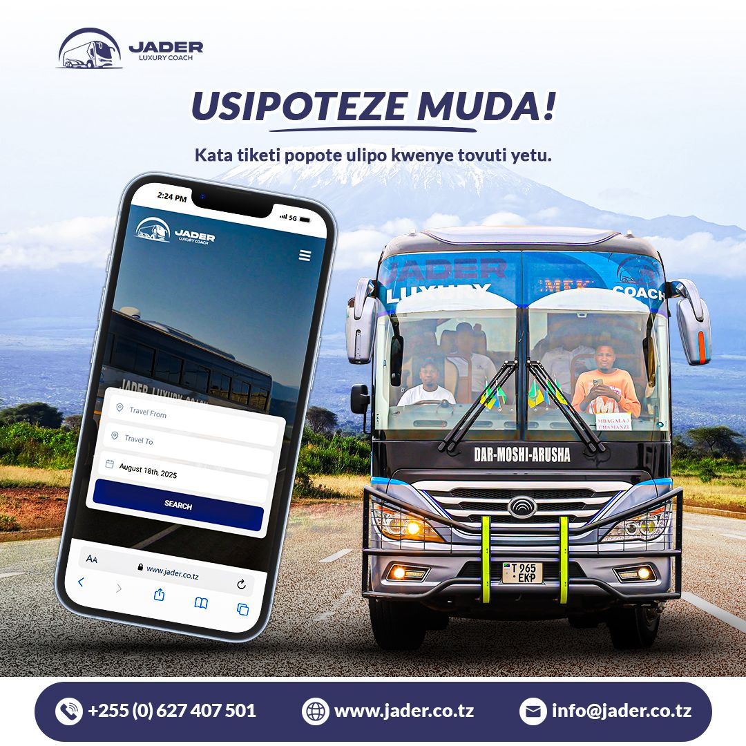 TBoundBuses's tweet photo. Huduma zetu za kidigitali zimebuniwa kwa ajili yako. Kata tiketi mtandaoni, epuka msongamano, na ufurahie safari ya kifalme.👑

Jipatie tiketi zetu kwa urahisi kwa kutembelea tovuti yetu ya https://t.co/CPdGsVbcxJ

Kwa msaada zaidi tupigie kupitia nambari 0627 407 501

#Otapp
@otapptz