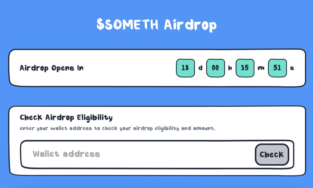 $SOMETH Airdrop — 18 Days to Go

Some believers will be rich, others left with notETHing.

Check your airdrop NOW👉 something.meme/airdrop