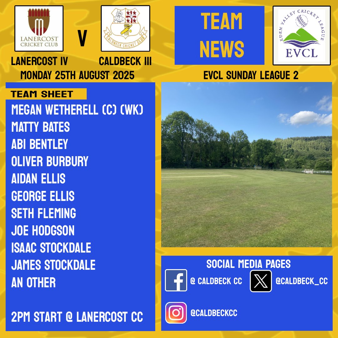🏏Team News🏏

The Colts have their final game of the season today as they travel to <a href="/LanercostSC/">Lanercost CC</a>