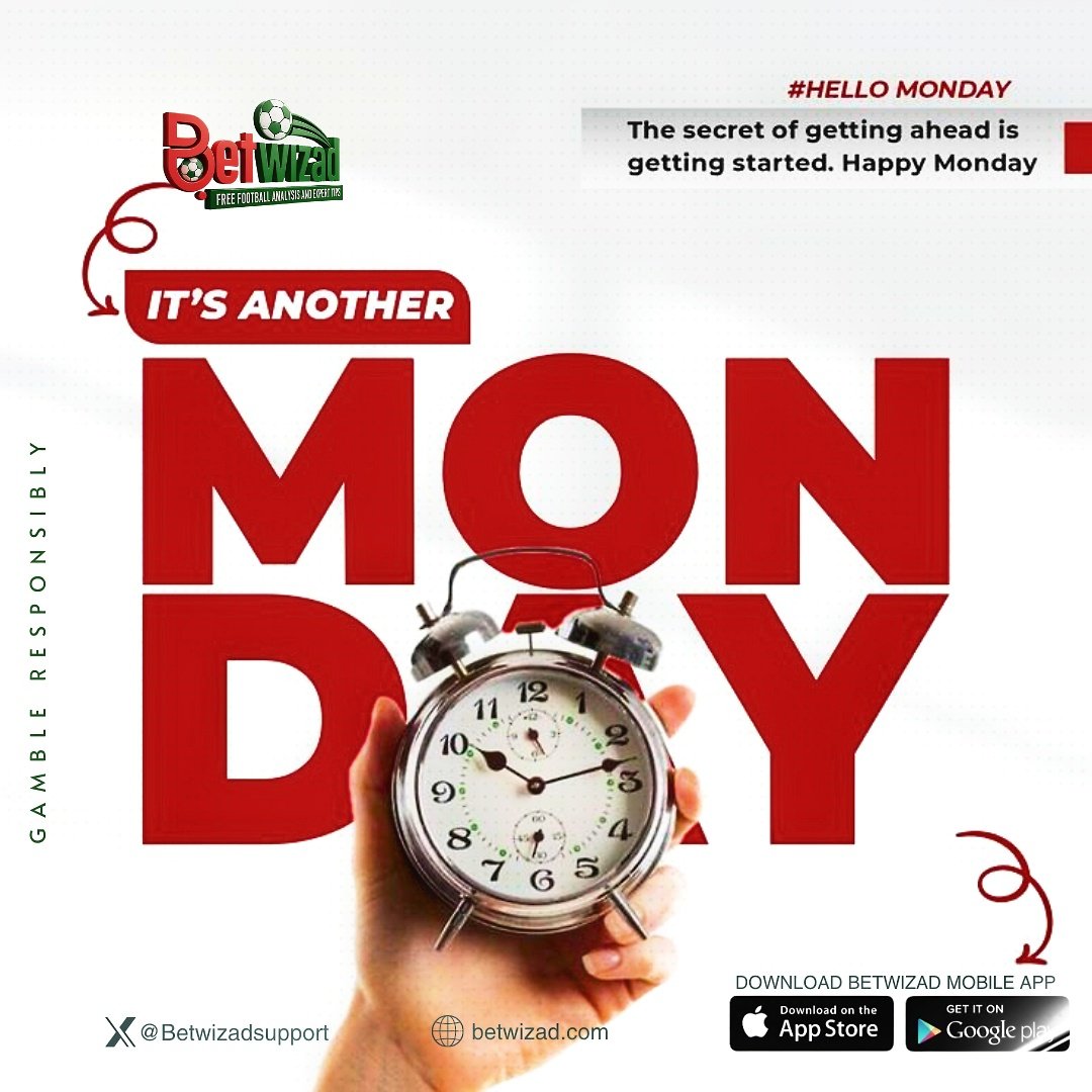 Betwizad.com support (@betwizadtips) on Twitter photo โฐ ITโS MONDAY AGAIN! ๐โฝ
YES...the secret of getting ahead is simply getting started. Stay calm, stay focused, calculate your risks, and letโs chase those all-green slips this week! ๐ฐโ
๐ Donโt leave your bets to chance โ play smart with <a href="/Betwizadsupport/">BETWIZAD.COM</a> Get FREE football โฐ ITโS MONDAY AGAIN! ๐โฝ
YES...the secret of getting ahead is simply getting started. Stay calm, stay focused, calculate your risks, and letโs chase those all-green slips this week! ๐ฐโ
๐ Donโt leave your bets to chance โ play smart with <a href="/Betwizadsupport/">BETWIZAD.COM</a> Get FREE football