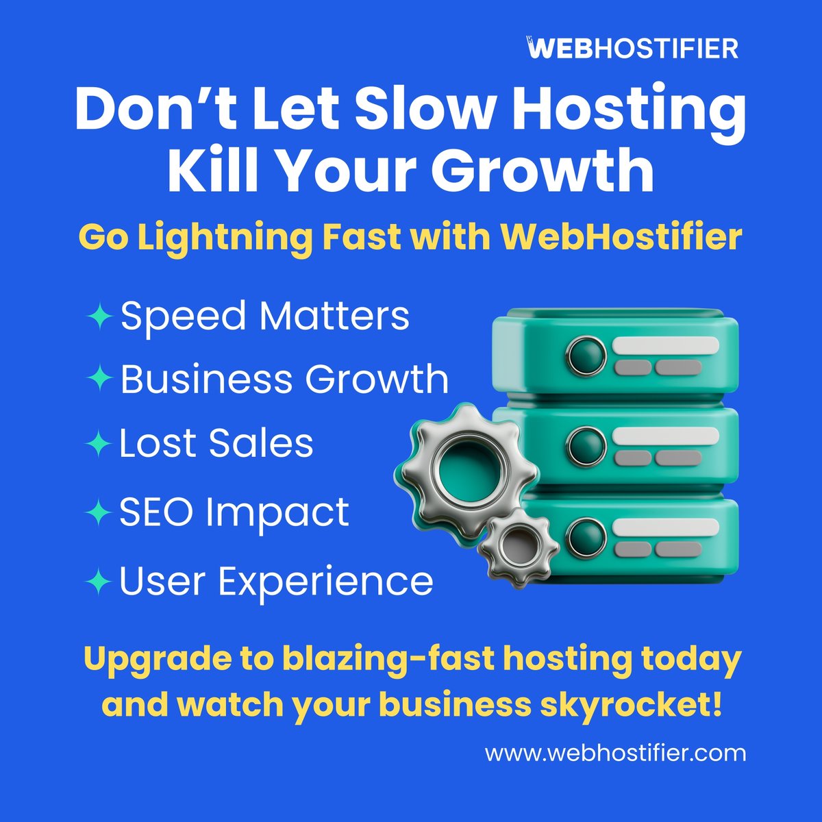 webhostifier's tweet image. Don’t let slow hosting kill your growth! 🚀

Speed matters for business growth! 

With WebHostifier, get fast hosting that boosts SEO, improves user experience, and stops lost sales. 

Upgrade now &amp;amp; grow your business!

#WebHosting #BusinessGrowth #SEO #FastHosting #SpeedMatters