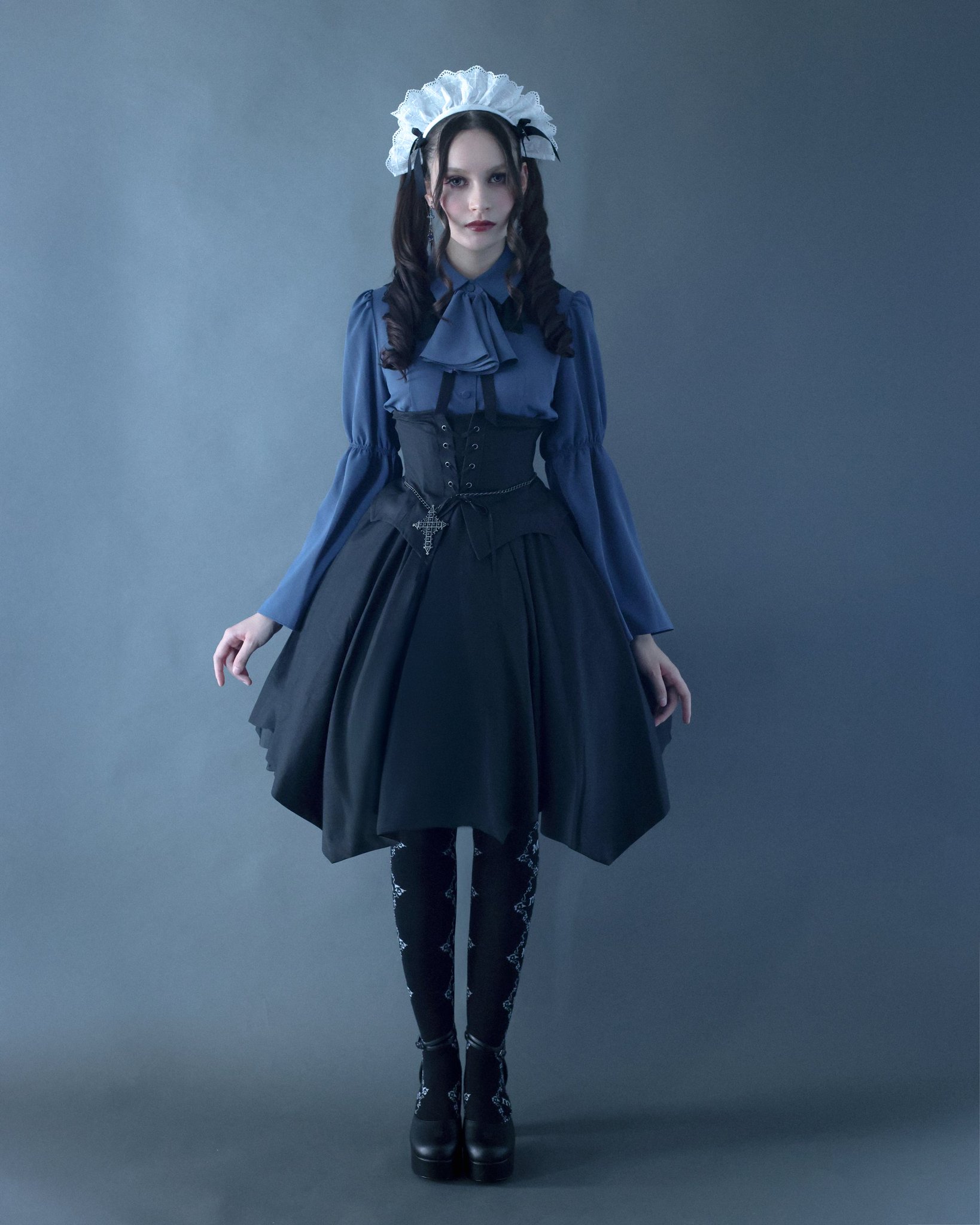 Moi-meme-Moitie ストライプ蝙蝠コルセットスカート Stripe Bat Corset Skirt by Moi-même-Moitié