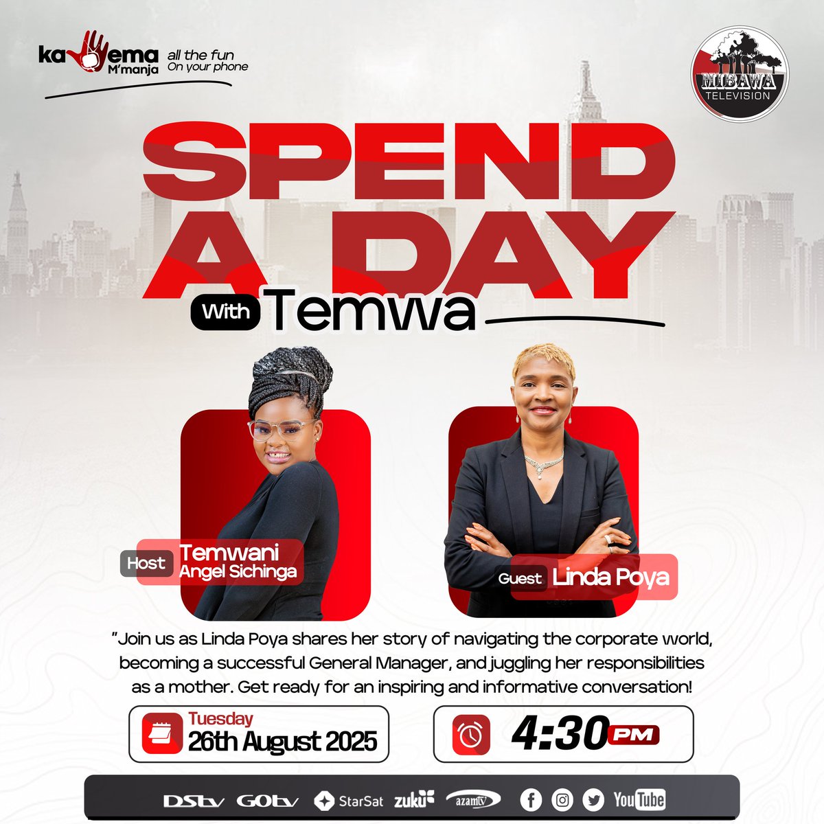 "Join us as Linda Poya shares her story of navigating the corporate world, becoming a successful General Manager, and juggling her responsibilities as a mother. Get ready for an inspiring and informative conversation!"
You can't afford to miss it tomorrow at 4:30pm on mibawa tv