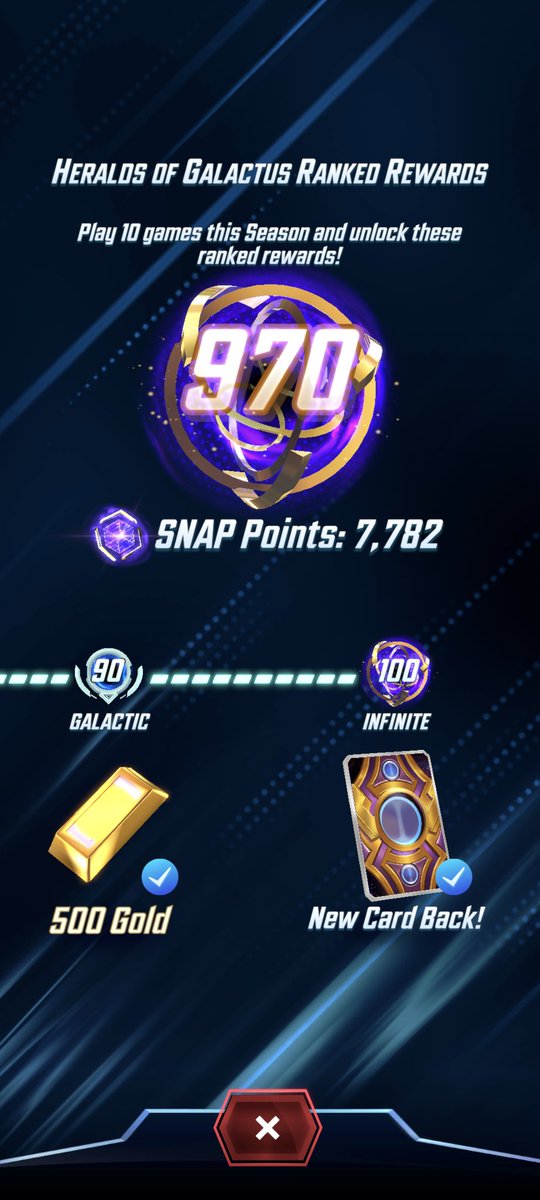 Woohoo I have finally managed to break the 1k barrier on #MarvelSNAP ! I've been frustratingly close for a while now and it finally happened on an 8 cube game with Ego!