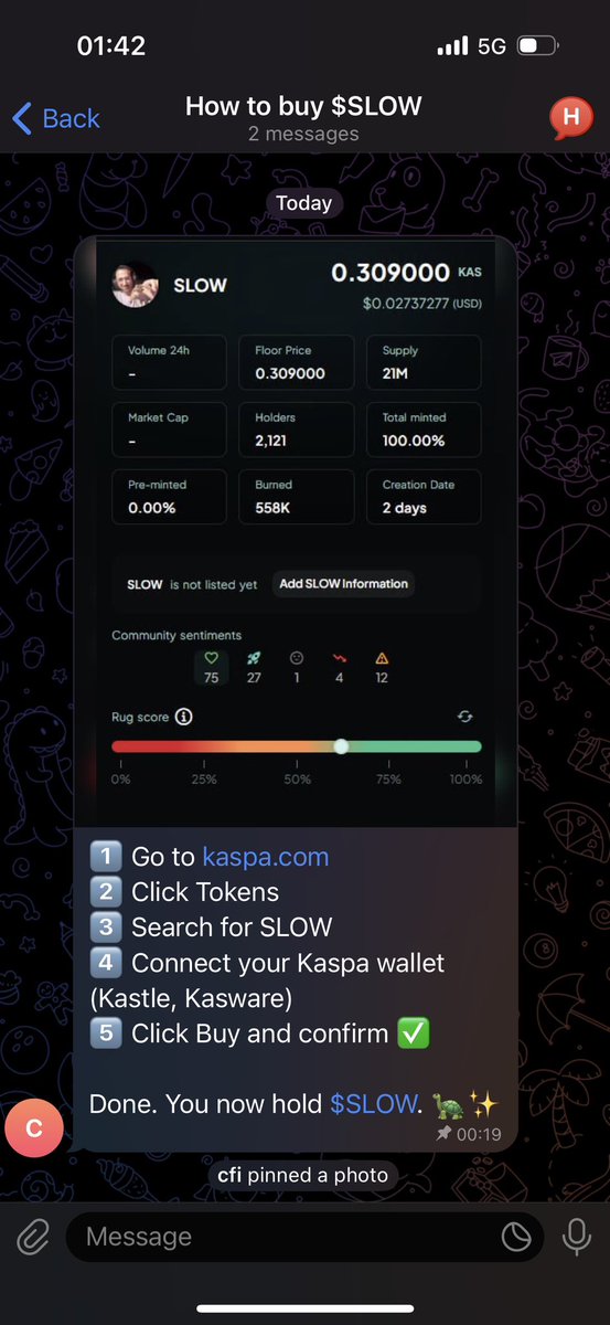 PowerfulQJP's tweet image. This is how you buy $SLOW on @KaspaCom 🐢🐢🐢