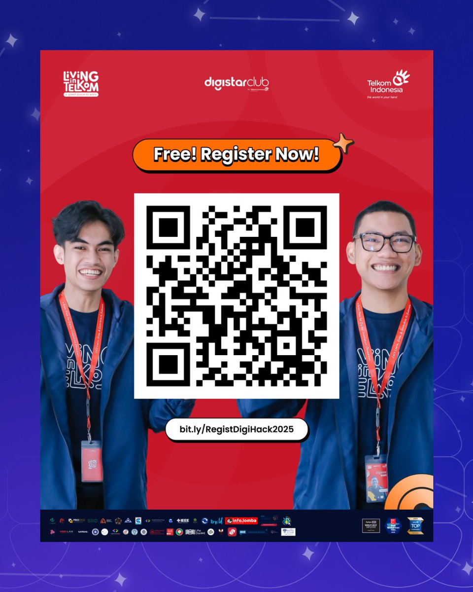 📅 Timeline (subject to change):
🔹 Registration: Aug 19 – Sep 12, 2025
🔹 Final Week: Oct 6 – 17, 2025
🔹 Awarding Day: Oct 19, 2025

‼️FREE Registration until September 12, 2025‼️

📌 Registration
🔗 bit.ly/RegistDigiHack…
📘 Guidebook &amp; Full Info
🔗bit.ly/GuidebookDigiH…