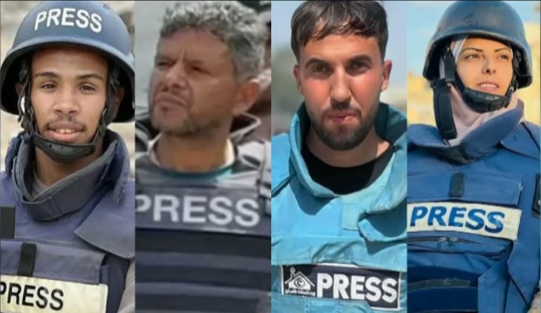 Breaking News. Another war crime: Israel army murders four journalists outside Nasser hospital in Gaza as well as others - Hossam al-Masri of Reuters, Moaz Abu Taha of NBC, Mohammed Salama of Al Jazeera and freelance journalist Mariam Abu Daqa. <a href="/IFJGlobal/">IFJ</a> <a href="/NUJofficial/">NUJ</a>