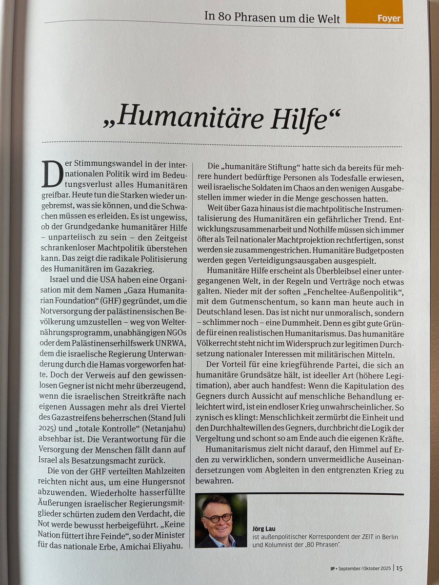 Joerg Lau (@joerglau) on Twitter photo Die Abwertung des Humanitären in einer Zeit zahlreicher Kriege und Großmachtrivalitäten ist nicht nur unmoralisch, sondern auch strategisch dumm, wie ich in meiner neuen Kolumne für die <a href="/Int_Politik/">Internationale Politik</a> erkläre (jetzt mit realistischem Foto) Die Abwertung des Humanitären in einer Zeit zahlreicher Kriege und Großmachtrivalitäten ist nicht nur unmoralisch, sondern auch strategisch dumm, wie ich in meiner neuen Kolumne für die <a href="/Int_Politik/">Internationale Politik</a> erkläre (jetzt mit realistischem Foto)