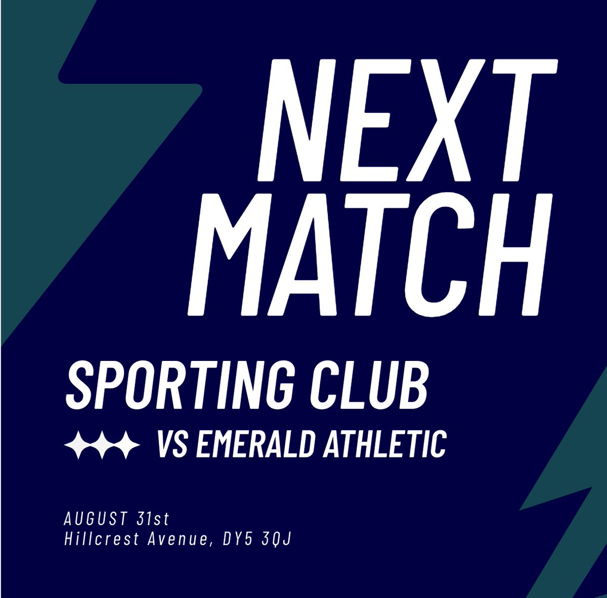 SportingClub123's tweet photo. This Sunday we face @EmeraldAthletic from the Wolverhampton league in our final pre season friendly and our first at our new home ground for the season. 

UP THE SPORTING 💙🖤 https://t.co/Z71AmjITLX