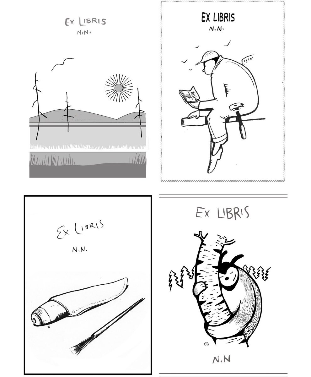 Esaholle's tweet image. #exlibris #piirros