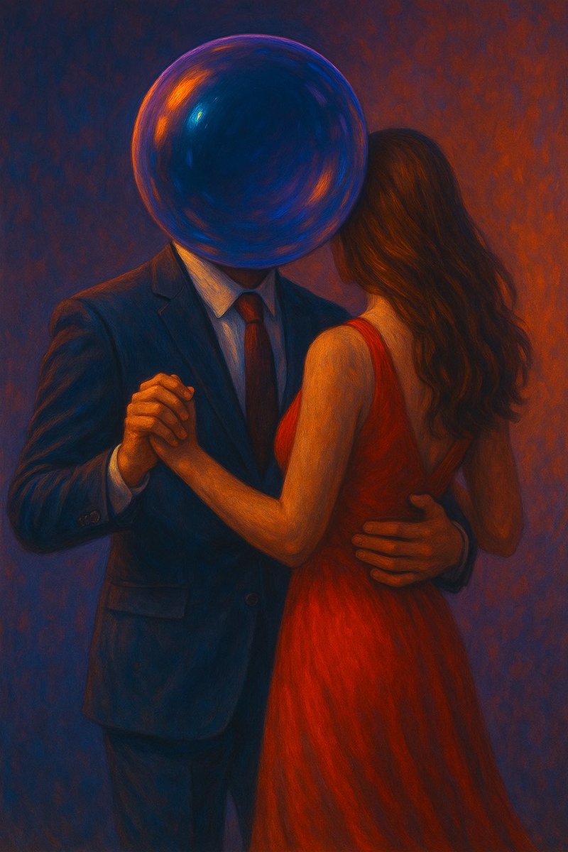 TheMrBubble's tweet image. A fleeting moment, wrapped in music and motion. Two hearts circling in playful rhythm — love teasing with lust. His hands guide the dance, yet it is she who guides the man… his heart, his mind, his fragile soul. Delicate, drifting… already hers.

#MrBubble #PoetryCommunity