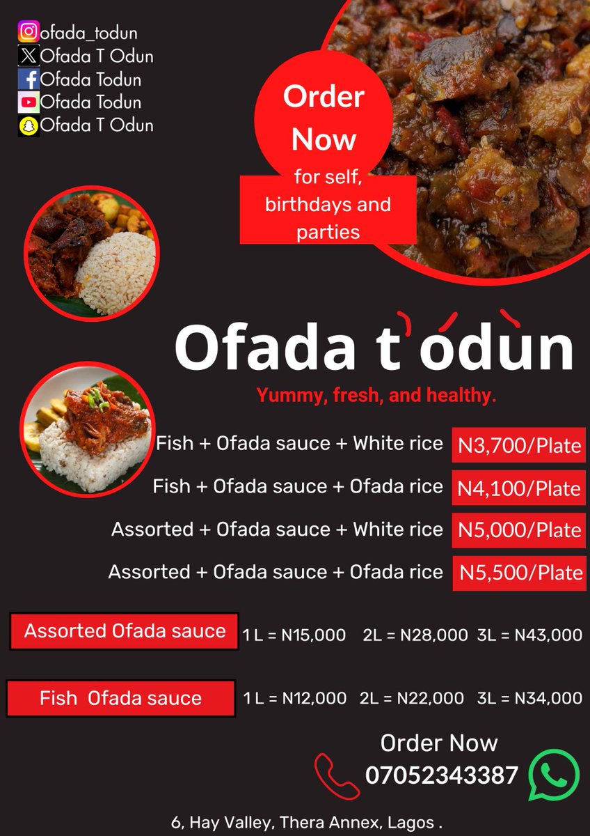 Order for your spicy Ofada today