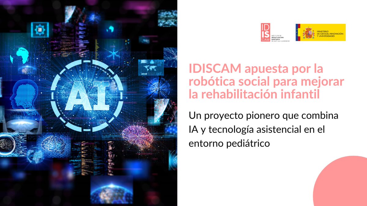 IDISCAM (@idiscam) on Twitter photo 🤖🧠 #IDISCAM impulsa la rehabilitación pediátrica con robótica social e #IA, en hospital y en casa
Proyecto financiado por el <a href="/CienciaGob/">Ministerio de Ciencia, Innovación y Universidades</a> (140.000 €)
#Pediatría #Robótica #IA #Rehabilitación 🤖🧠 #IDISCAM impulsa la rehabilitación pediátrica con robótica social e #IA, en hospital y en casa
Proyecto financiado por el <a href="/CienciaGob/">Ministerio de Ciencia, Innovación y Universidades</a> (140.000 €)
#Pediatría #Robótica #IA #Rehabilitación