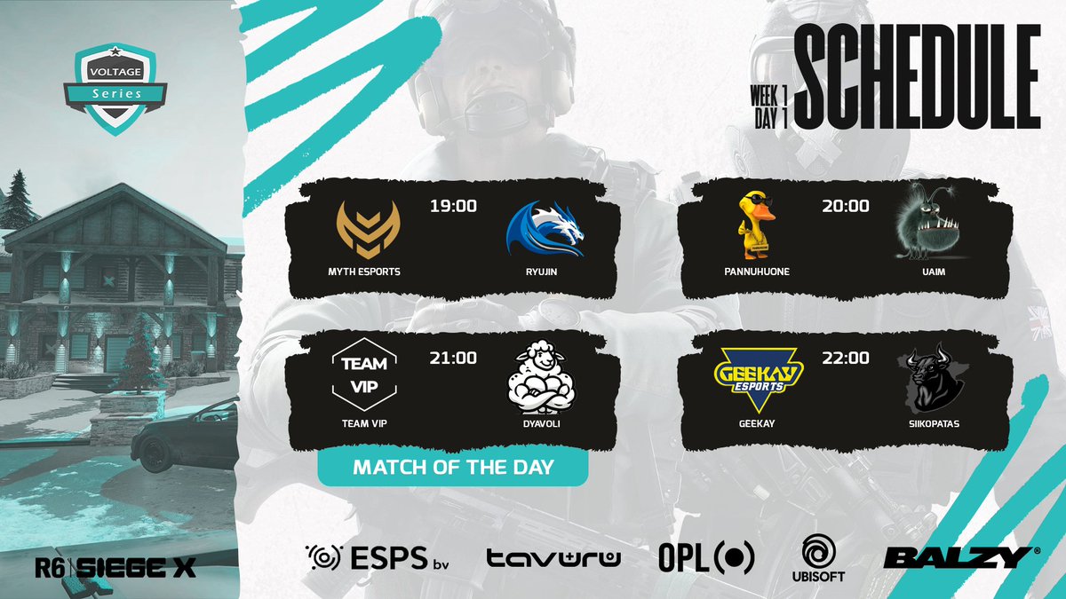 Voltage League (@leaguevoltage) on Twitter photo We are starting of today with Playday 1 of the groupstage🔥
our talents are ready👇
👤Host: <a href="/FancyPixel_/">Fancy Pixel 🇸🇩</a>
🎙️Casters: <a href="/AmgunsPC/">Amguns</a> & <a href="/PuffoBob/">PuffoBob</a>
👀Observer: <a href="/TheUnamedGamer/">TheUnamedGamer</a>
💻Producer: <a href="/rouwen2000/">rouwen_2000 | NXT</a>
Tune in at 18:45 CESt at: 📺twitch.tv/rainbow6neu We are starting of today with Playday 1 of the groupstage🔥
our talents are ready👇
👤Host: <a href="/FancyPixel_/">Fancy Pixel 🇸🇩</a>
🎙️Casters: <a href="/AmgunsPC/">Amguns</a> & <a href="/PuffoBob/">PuffoBob</a>
👀Observer: <a href="/TheUnamedGamer/">TheUnamedGamer</a>
💻Producer: <a href="/rouwen2000/">rouwen_2000 | NXT</a>
Tune in at 18:45 CESt at: 📺twitch.tv/rainbow6neu