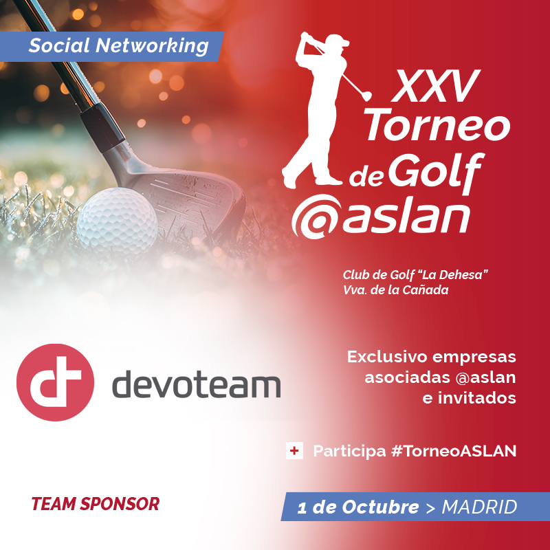 Asociación @aslan (@aslan_es) on Twitter photo ⛳ <a href="/DevoteamEs/">Devoteam España</a> apoya como patrocinador el XXV #TorneoASLAN. Una gran oportunidad para reforzar relaciones y fomentar el ‘team building’ ¡Nos vemos el 1 de octubre en Madrid!
ℹ️ Infórmate en aslan.es/actividades/xx…
#UneteASLAN ⛳ <a href="/DevoteamEs/">Devoteam España</a> apoya como patrocinador el XXV #TorneoASLAN. Una gran oportunidad para reforzar relaciones y fomentar el ‘team building’ ¡Nos vemos el 1 de octubre en Madrid!
ℹ️ Infórmate en aslan.es/actividades/xx…
#UneteASLAN