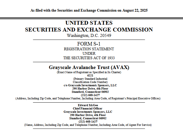 🥔CRIPTOVALUTE : Grayscale richiede registrazione S-1 per un ETF su Avalanche (AVAX) presso la SEC