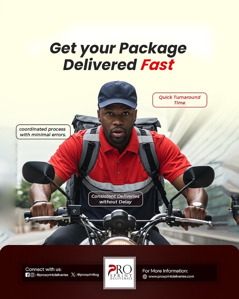 Prosprintlog's tweet image. 🚀 Need it there fast? We’ve got you covered!
At ProSprint Deliveries, we guarantee:
✔️ Quick turnaround time
✔️ Coordinated process with minimal errors
✔️ Consistent deliveries without delay

📦 Your package, our priority!

#FastDelivery #ReliableService #SwiftAndSafe