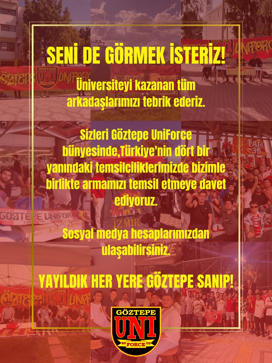Uzun ve zorlu sınav sürecinin ardından üniversite sınavını kazanan Göztepeli kardeşlerimizi tebrik ediyoruz. Yeni dönemde kampüslerde görüşmek üzere 

#Göztepe
#GöztepeUniForce