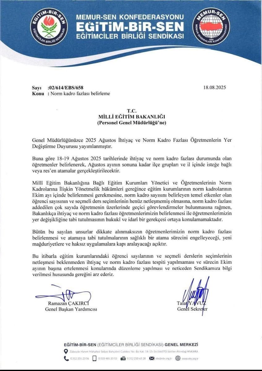 _AliKaya's tweet photo. Norm güncellemesi yapılmadan resen atama yapılması ciddi bir sorundur. 

Önce güncel normlar tespit edilmeli, gerçek ihtiyaç belirlenmeli, ondan sonra atamalar gerçekleştirilmelidir. https://t.co/ruxC38UqSF