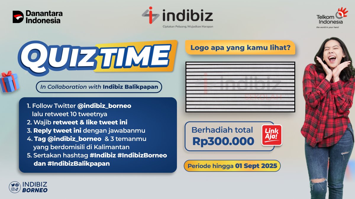 Yeay, Quiz Time lagi bersama <a href="/indibiz_borneo/">Indibiz Kalimantan</a>  🎉

Kira-kira dari gambar ini, logo apa yang terlihat? 

Yuk, share jawabanmu di reply agar kesempatan memenangkan ratusan ribu rupiah semakin besar.

#Indibiz #IndibizBorneo #IndibizBalikpapan