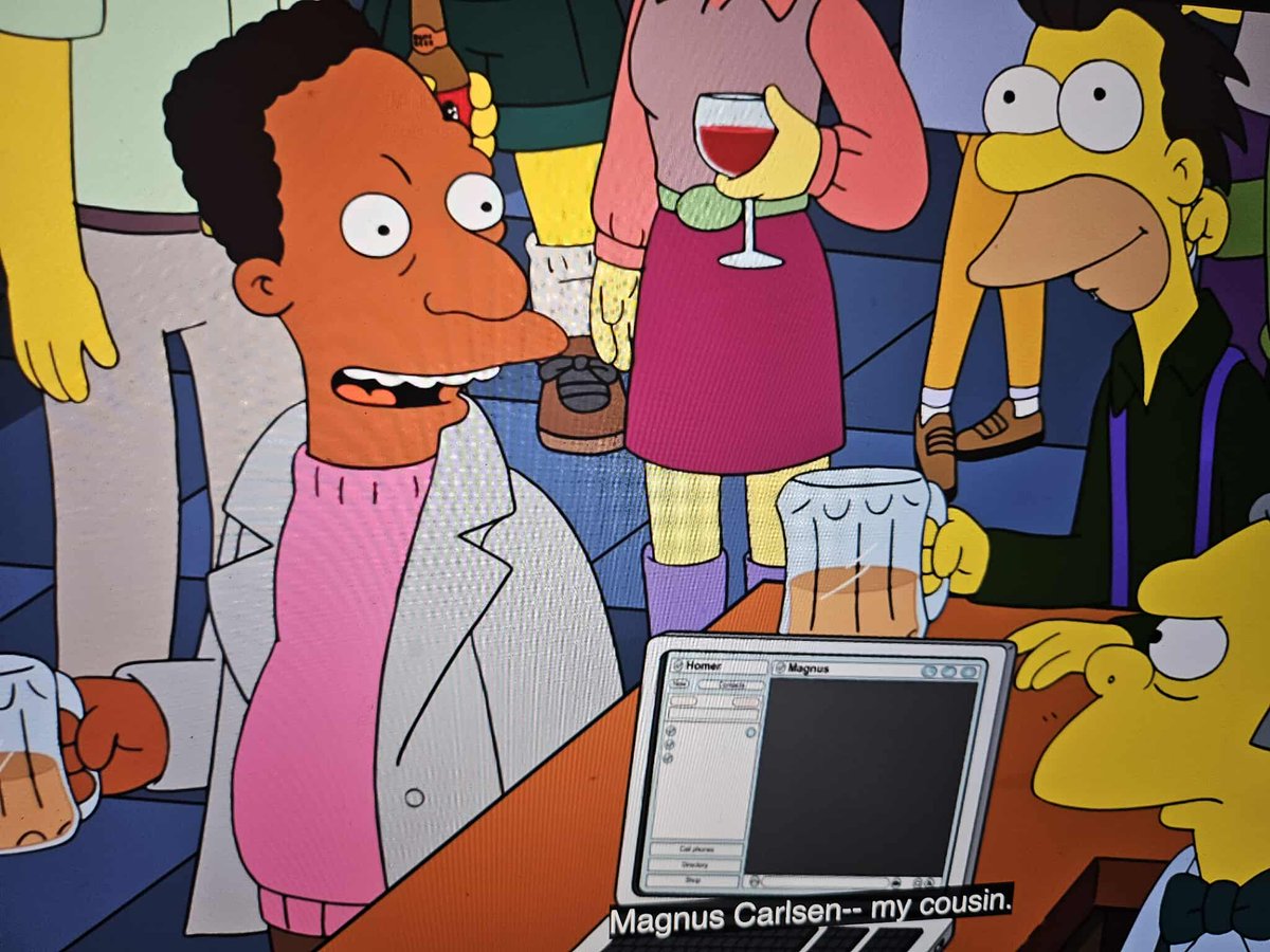 Bare slenger ut en liten påminner om at det er kanonisk at Magnus Carlsen er fetteren til Carl i The Simpsons.