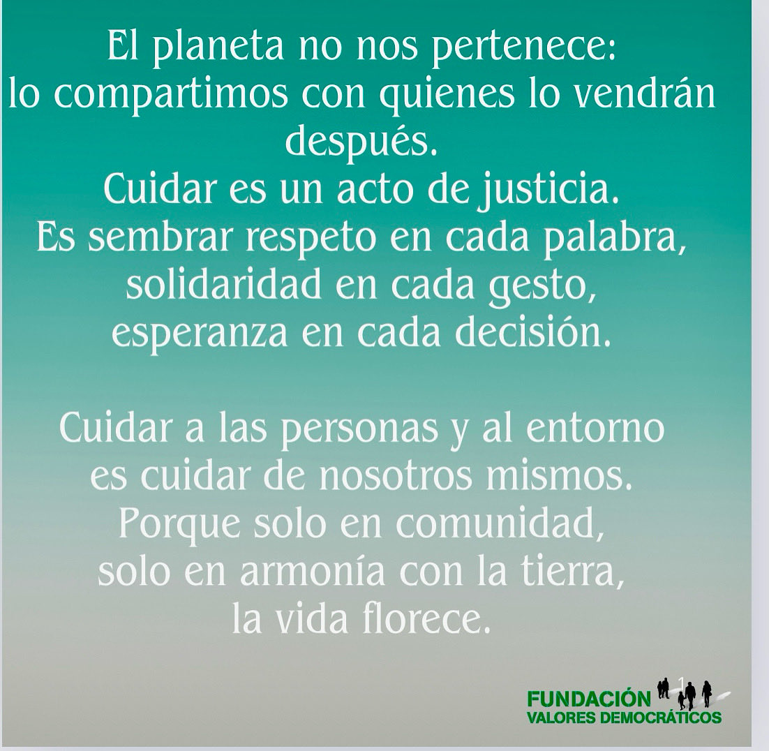 No hay futuro humano sin un planeta sano.
El cuidado es un acto político y democrático: protege la vida y fortalece la convivencia.
#CuidarEsDemocracia
#ValoresQueCuidan
#CuidemosElPlaneta
#RespetoMutuo
#DemocraciaViva
#justiciayrespeto <a href="/fundlacaixa/">Fundación ”la Caixa”</a> <a href="/canallector/">Canal Lector</a>
