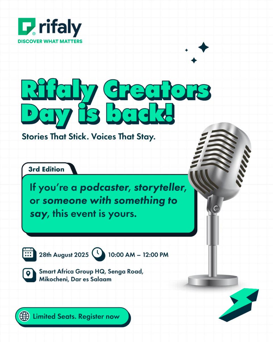 It’s that time again. <a href="/rifaly_/">Rifaly</a> Creators Day is back!

Join us for a day filled with insights, connections, and creativity alongside fellow storytellers, podcasters, and creators. 

Secure your spot today: event.rifaly.com