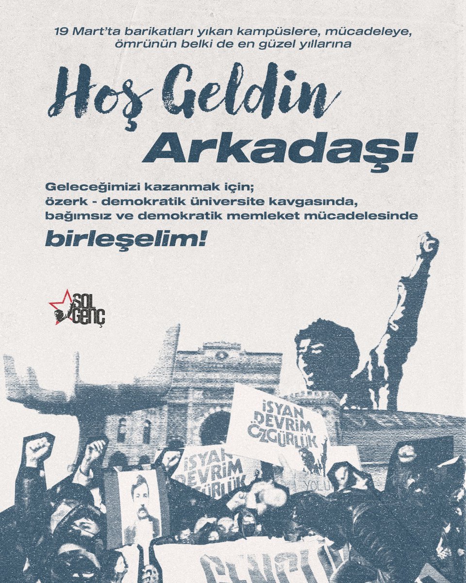 Umudu yaratan, mücadeleyi büyüten, barikatları yıkan kampüslere #HoşGeldin!

⭐️ Geleceğimizi kazanmak için; özerk-demokratik üniversite mücadelesine, demokratik ve özgür bir memleket kavgasına omuz vermek için üniversite koridorlarında, amfilerde seni bekliyoruz.

#yks25
