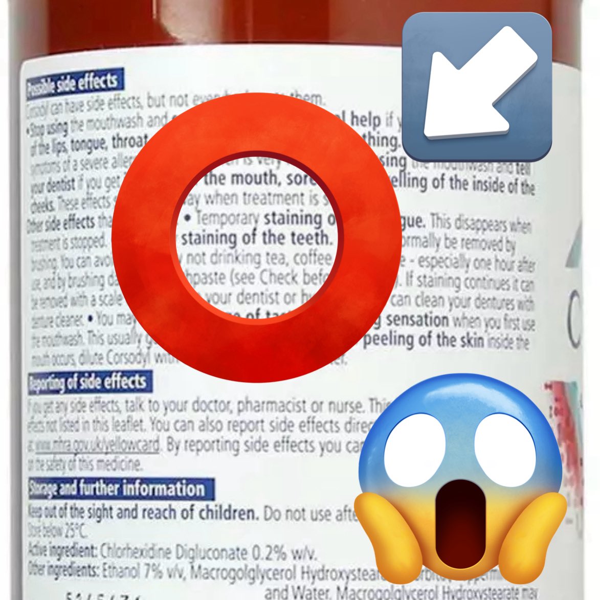 sarahlockett's tweet photo. Just spent £145 getting the stains off my teeth from #Corsodyl mouthwash!😱 Be warned ☹️ https://t.co/zKjCpvDAbl