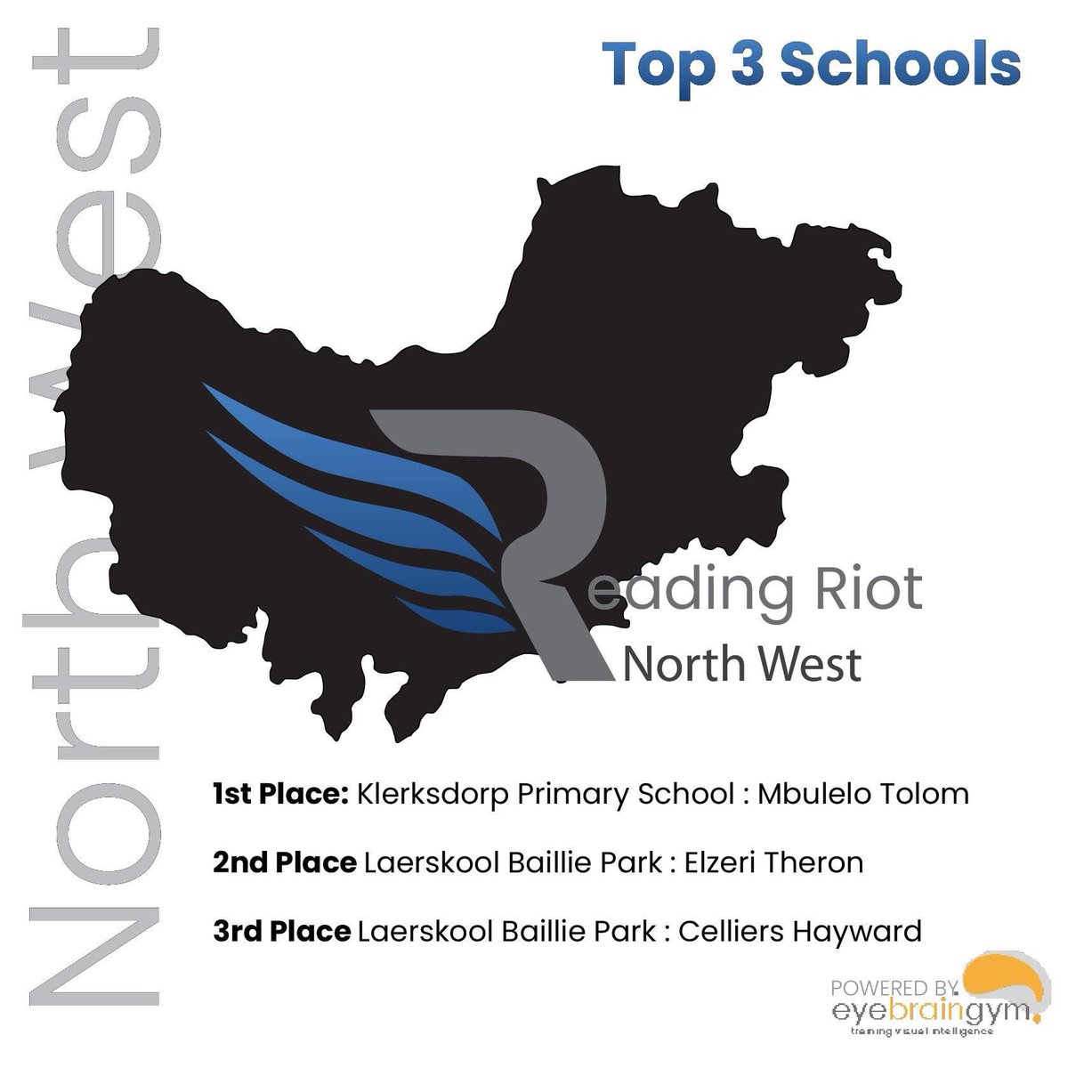 eyebraingym's tweet photo. 1/3🌟 Meet the Top 3 Readers from each province! 🌟 Now they’re heading to Pretoria on 6 September at 09:00 for the Reading Riot 2025 National Final. 
👏 Let’s wish them the very best as they represent their schools and provinces on the big stage!
#ReadingRiot2025 #Mach3Reading https://t.co/O0OCeMD67j