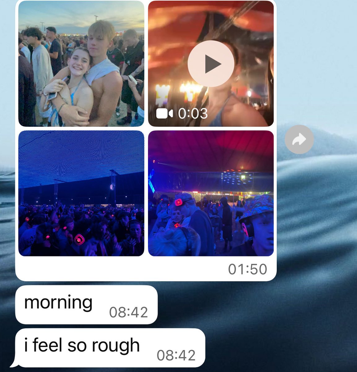 Morning comms from the youngest at Reading Festival. I think today will be a challenge. 😂