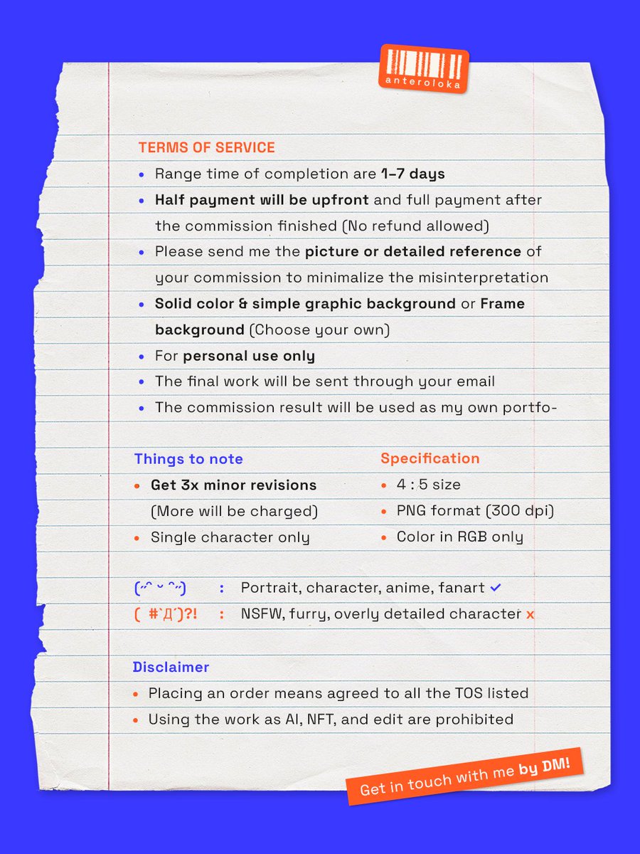 🌸 COMMISSIONS ARE OPEN! 🌱
↻ &amp; ♡ are highly appreciated ~ 🙇‍♂️

i currently open for single headshot or profile commission only and is open for local (+62) &amp; international!

 (。･`з･)ﾉ interested? DM me!
#commission #illustration