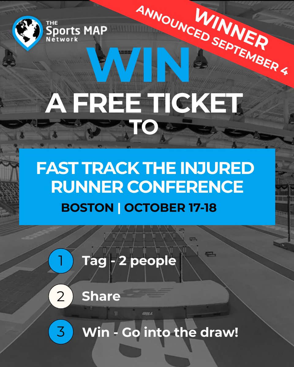 sportsmapnet's tweet photo. Winner will be announced NEXT WEEK!

All you need to do is:
1. Tag - 2 people
2. Share
3. Go into the draw to win!

The winner will be announced on the night of September 4th, EST. 

Good luck!

#sportsphysio #boston #runningrehab #returntorun #runnerphysio #injuryrecovery https://t.co/4Juyga8OOq