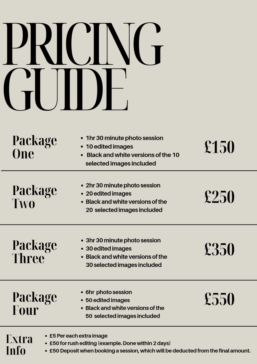 Price guide 📸