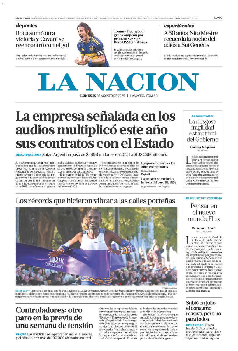 #BuenDía y #BuenLunes para todos!!!
Te presentamos las portadas de los diarios de hoy #Lunes 25/08/2025 #25deAgosto #25AGO #25A.

 #Clarín 
#LaNación 
#Página12