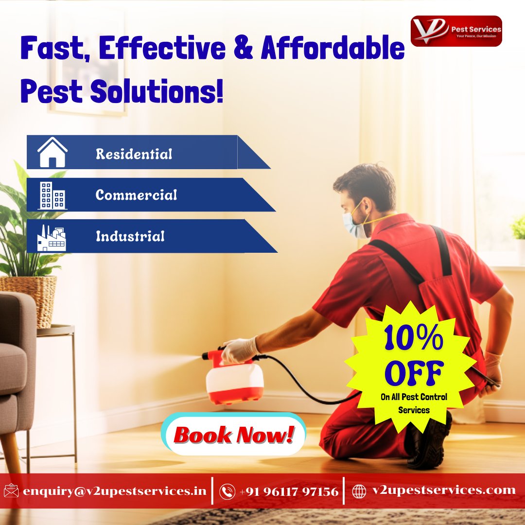 v2upestservices's tweet image. At V2U Pest Services, we’re spreading joy with a Special Festival Offer – Flat 10% OFF on all pest control services!
+91 9611797156
v2upestservices.com
#PestControlOffer #bedbugcontrol #PestFreeFestival #V2UPestServices #GanpatiBappaMorya #FestivalOffer #GaneshChaturthiOffer