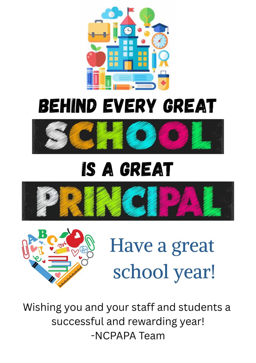 As the academic year begins, the NCPAPA Team sends very best wishes to our NC school leaders.  Thank you for all you do!