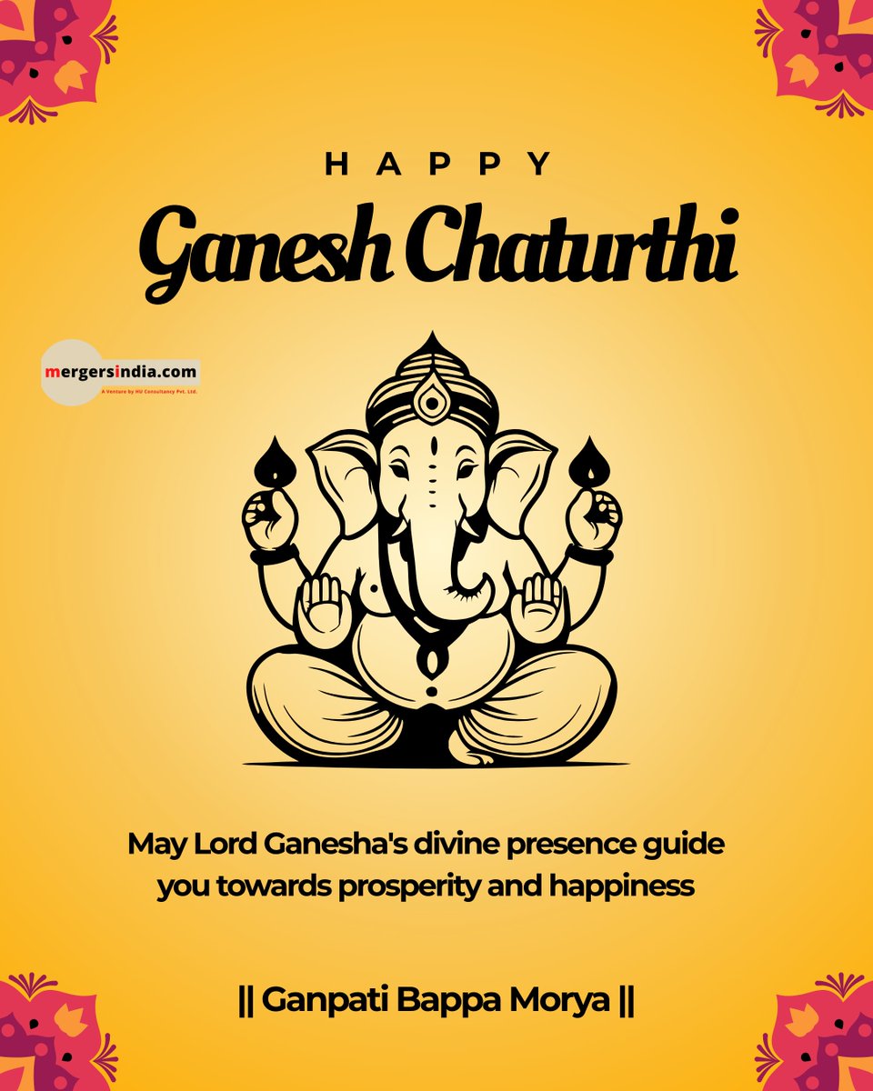 Happy Ganesh Chaturthi..!!!
#GaneshChaturthi #GanpatiBappaMorya #JaiGanesh #HappyGaneshChaturthi #Mergersindia