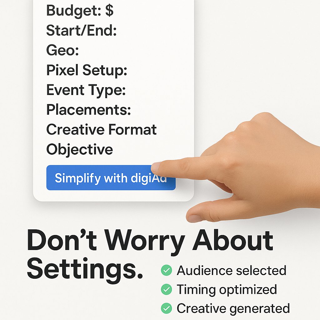 digiAd_AI's tweet image. Running ads = complicated? Not with digiAd.
✔️ Audience selected
✔️ Timing optimized
✔️ Creative generated
One click to smarter ads. 🚀
#AdTech #DigitalMarketing #digiAd