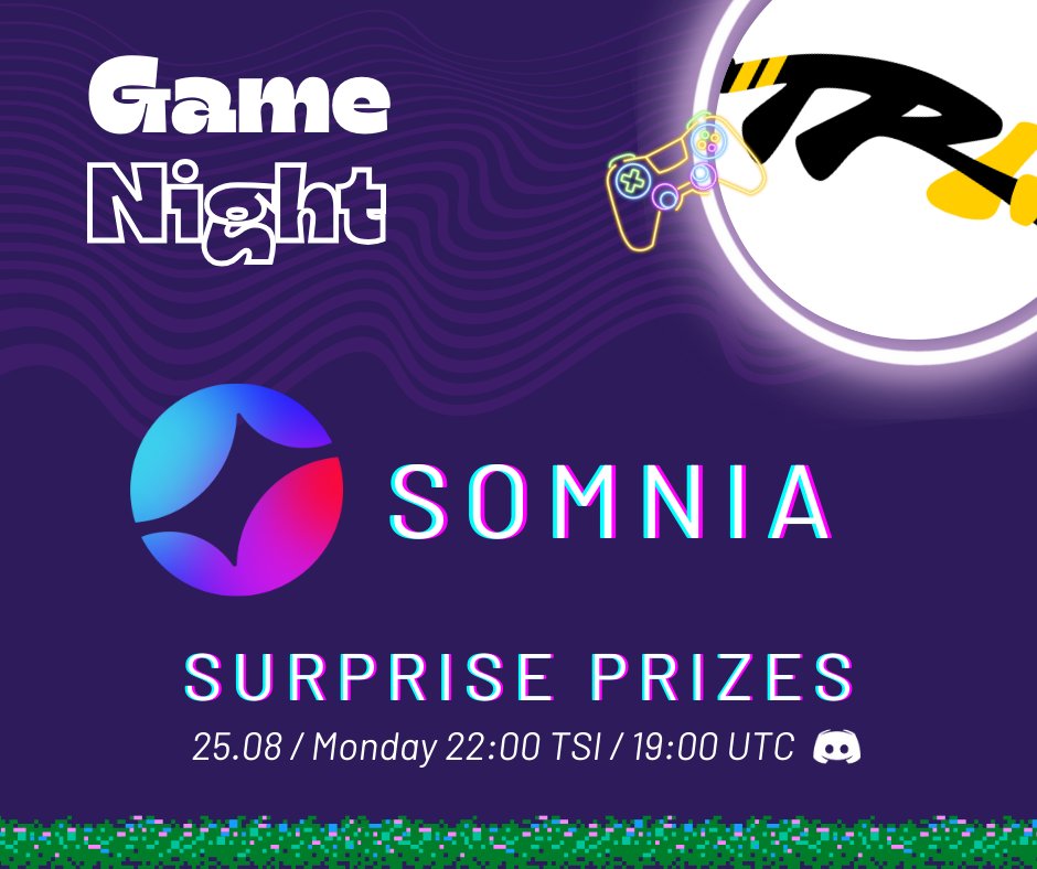 Get ready for fun with <a href="/Somnia_Network/">Somnia</a> 💙💜

Today at 22:00 TSI / 19:00 UTC we'll be live on the TR4 Discord with <a href="/kesler/">Kesler</a>, <a href="/0xr1chie/">Richie 🎮🤙</a> and <a href="/kerimoii/">kerimo</a>!

Join us and be part of the fun while enjoying the rewards 🔥