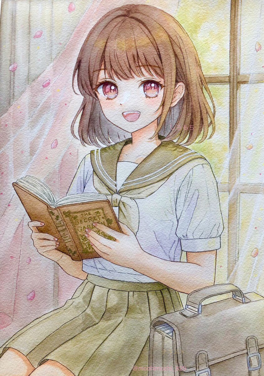 読書好きの女の子👧🏻📚
＃イラスト
＃創作