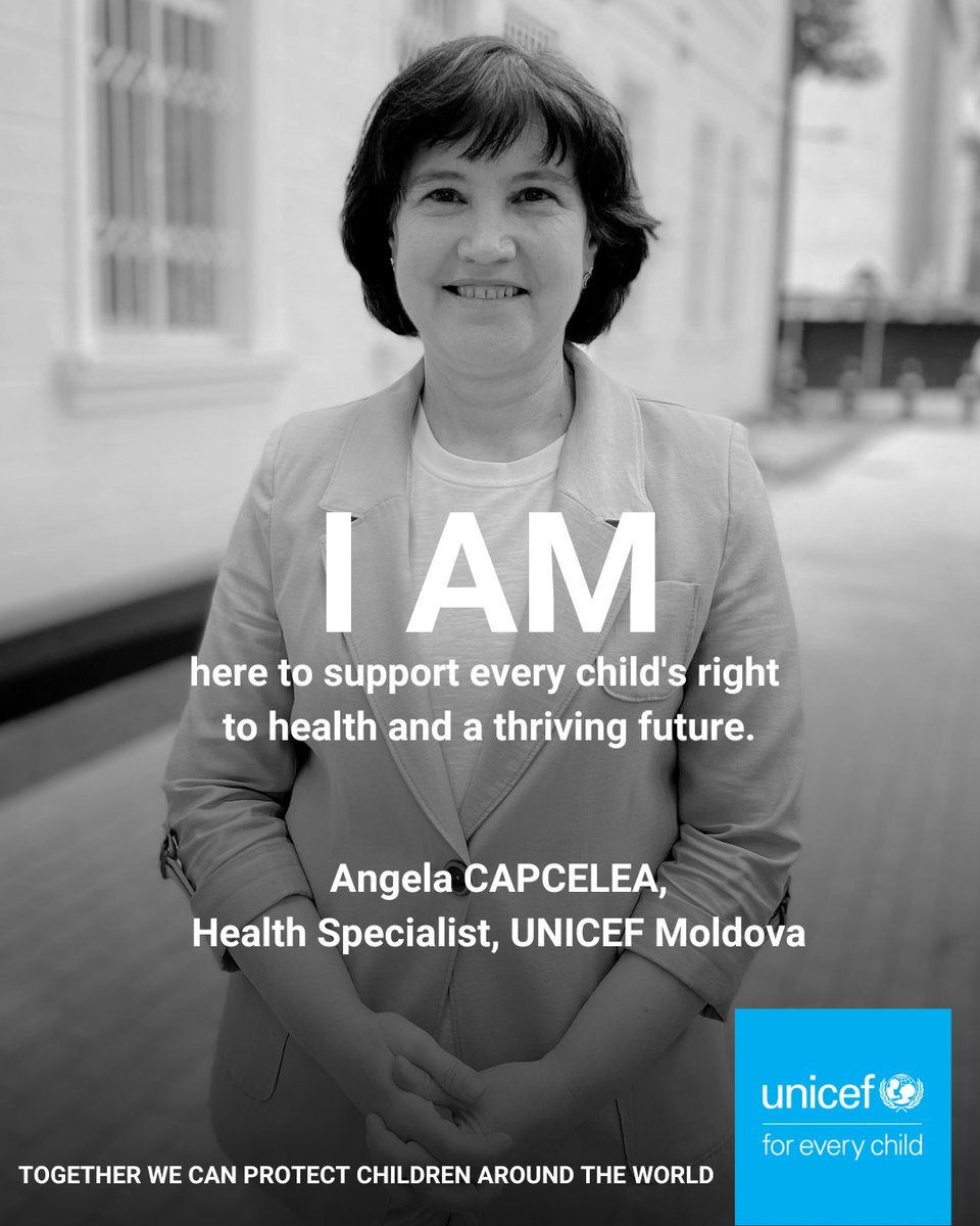 UNICEFMoldova's tweet photo. ⚕️ Health is the first step to a carefree future.
Angela Capcelea, Health Specialist at UNICEF Moldova, joins the global #IAmForEveryChild campaign to ensure every child grows up healthy, safe & ready to reach their full potential 💙
#HealthForEveryChild
@UNICEF @UNICEF_ECA https://t.co/QY8osf6HRr