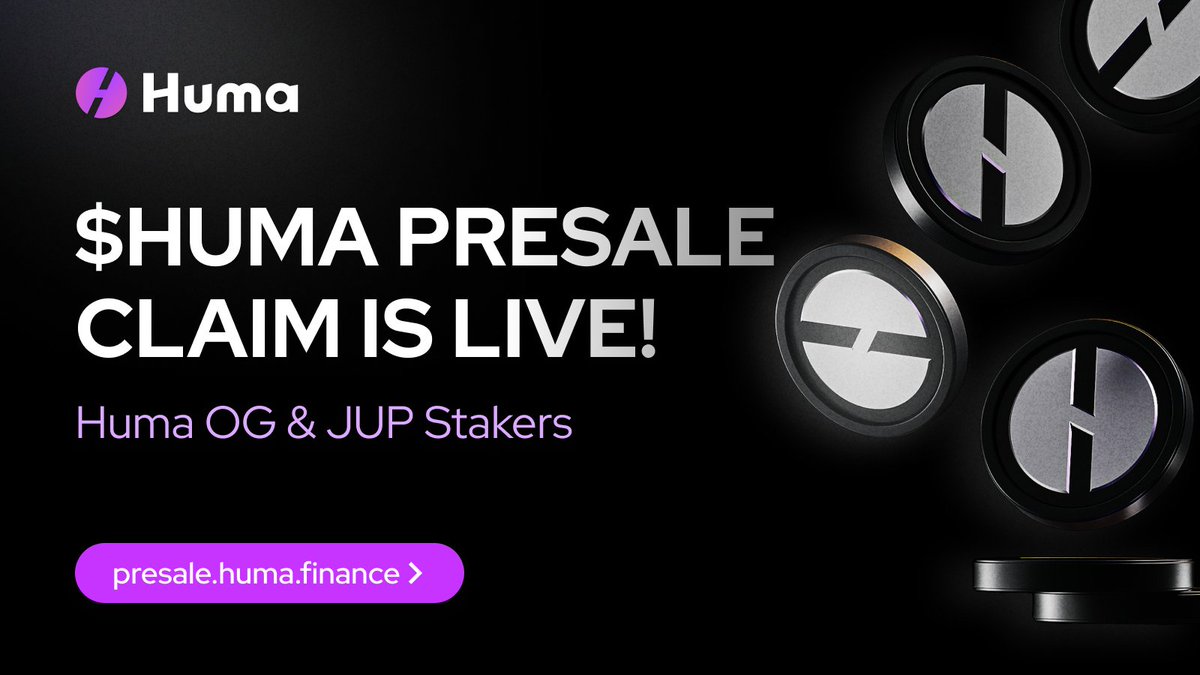 Calling all Huma OG &amp; JUP Stakers <a href="/jup_dao/">JupiterDAO</a>: 

$HUMA Presale Claim is now LIVE! 

Claim and stake $HUMA to unlock 10% APY on your staked tokens. 

👉presale.huma.finance