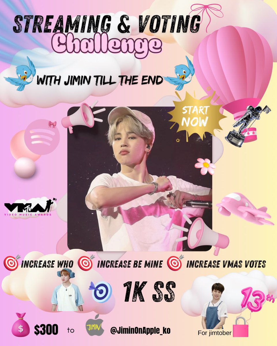 cocojm_ot7's tweet image. 💓 STREAMING x VOTING CHALLENGE HAS STARTED NOW 💓

⏰  STARTS NOW - 24 HRS 
🎯 1000 STREAMING &amp;amp; VOTING SS
💰:  $300 to .@JiminOnApple_Ko FOR JIMTOBER 🎉 

RULES 🔑 : 

Drop 1 ss Who + 1 ss Be Mine + 1 ss VMA vote for Jimin in 3 separate comments !!

Tags 🏷️: 

WHO BEST KPOP ON…
