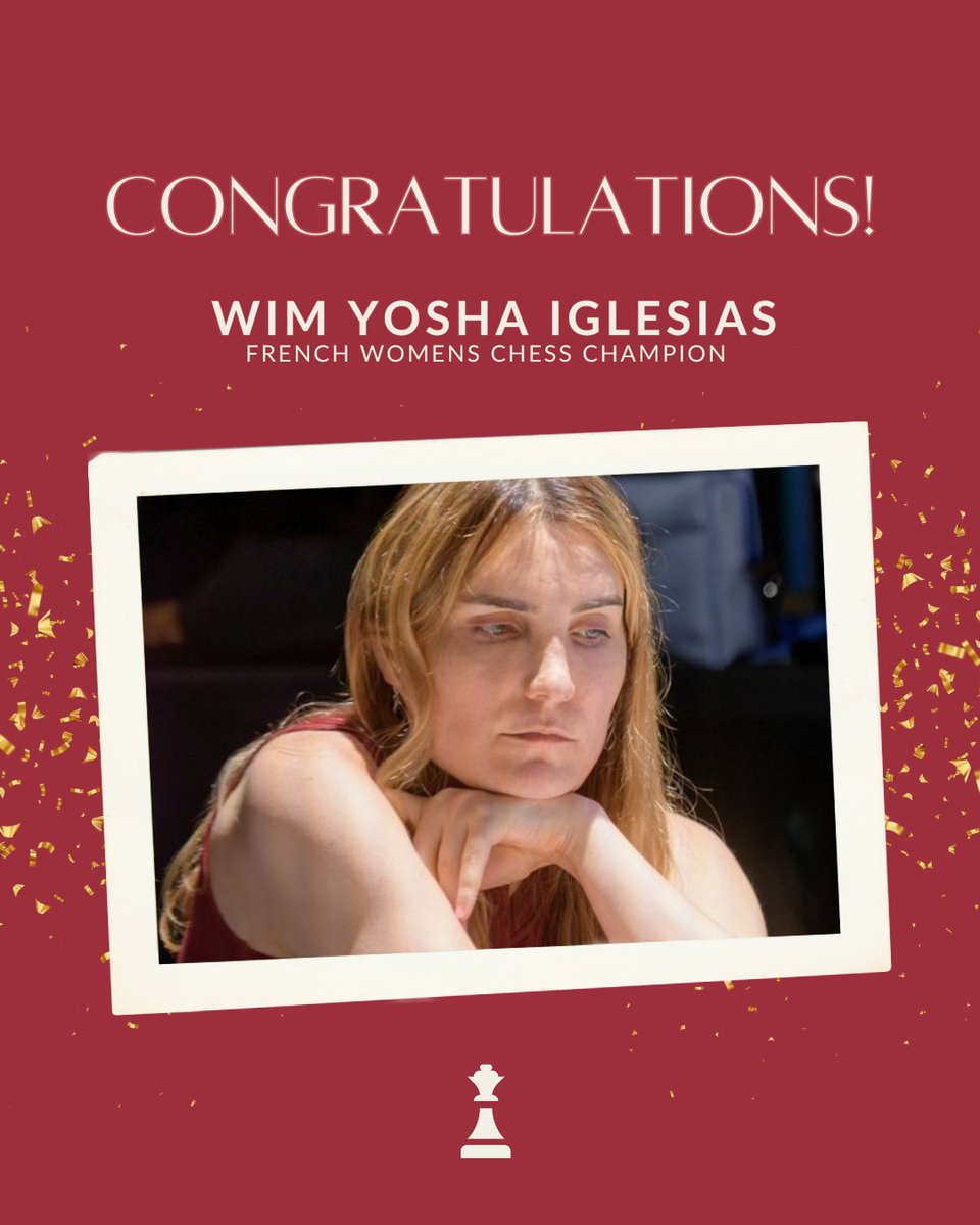 Women in Chess Foundation (@womeninchess) on Twitter photo Congratulations to WIM <a href="/IglesiasYosha/">Yosha Iglesias</a> for becoming the French Women's Chess Champion! 🇫🇷♟️
We are so proud to have you as a WICF Advocate and are excited about your incredible chess career! You are strong and brilliant and a role model to young female players everywhere. Congratulations to WIM <a href="/IglesiasYosha/">Yosha Iglesias</a> for becoming the French Women's Chess Champion! 🇫🇷♟️
We are so proud to have you as a WICF Advocate and are excited about your incredible chess career! You are strong and brilliant and a role model to young female players everywhere.